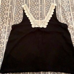 Ladies XL black tank top with cream color lace
